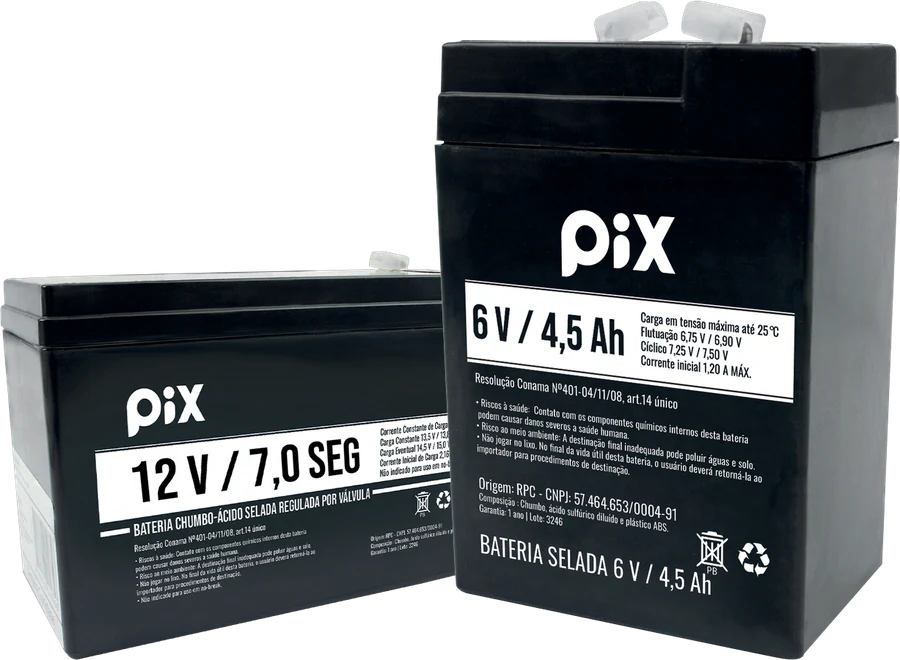 Baterias seladas Pix 12V 7SEG e 6V 4,5Ah