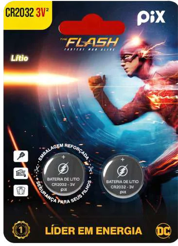 Bateria de lítio CR2032 Pix The Flash